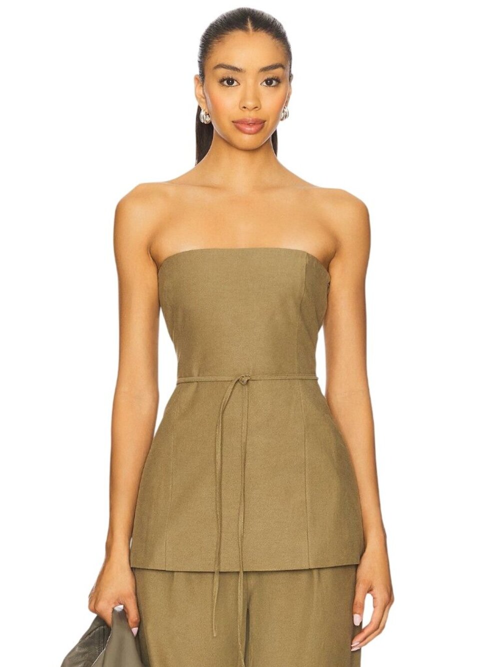 4th & Reckless Tally Blouse in Olive Medium New Womens Strapless Top